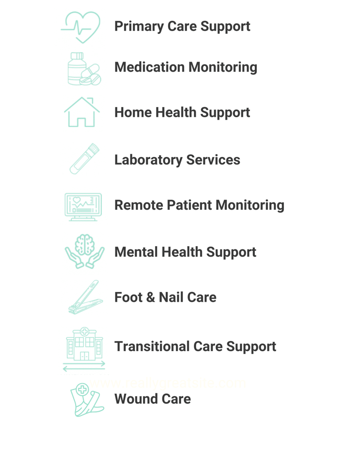 Healthcare services infographic with icons